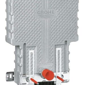 מיכל הדחה סמוי גרואה לקיר בלוקים + לחצן מרובע/אובלי בגימור מבריק GROHE