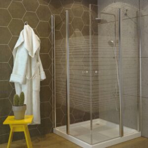 מקלחון פינתי חצי דלת חצי קבוע