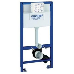 מיכל גרואה דק 95 ממ לקיר גבס + לחצן אובלי ניקל מבריק